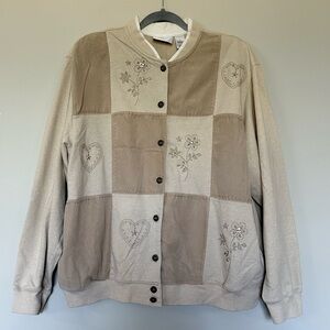 Alfred Dunner Vintage Tan Patchwork Jacket Size L